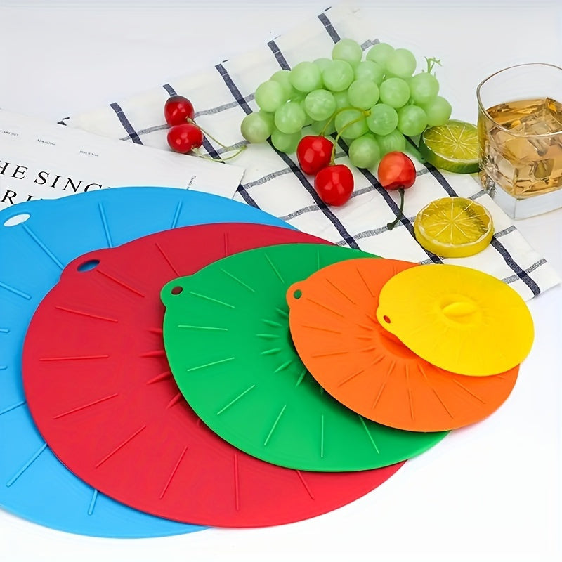 Heat Resistant Silicone Lids 5pcs Heat Resistant Microwave Cover - Reusable Silicone Suction Lids - Fits Various Sizes Bowls, Cups, Plates, Pots, Pans, Microwave Splatter Covers StoveTop, Oven, Fridge And Freezer Safe, Kitchen Stuff