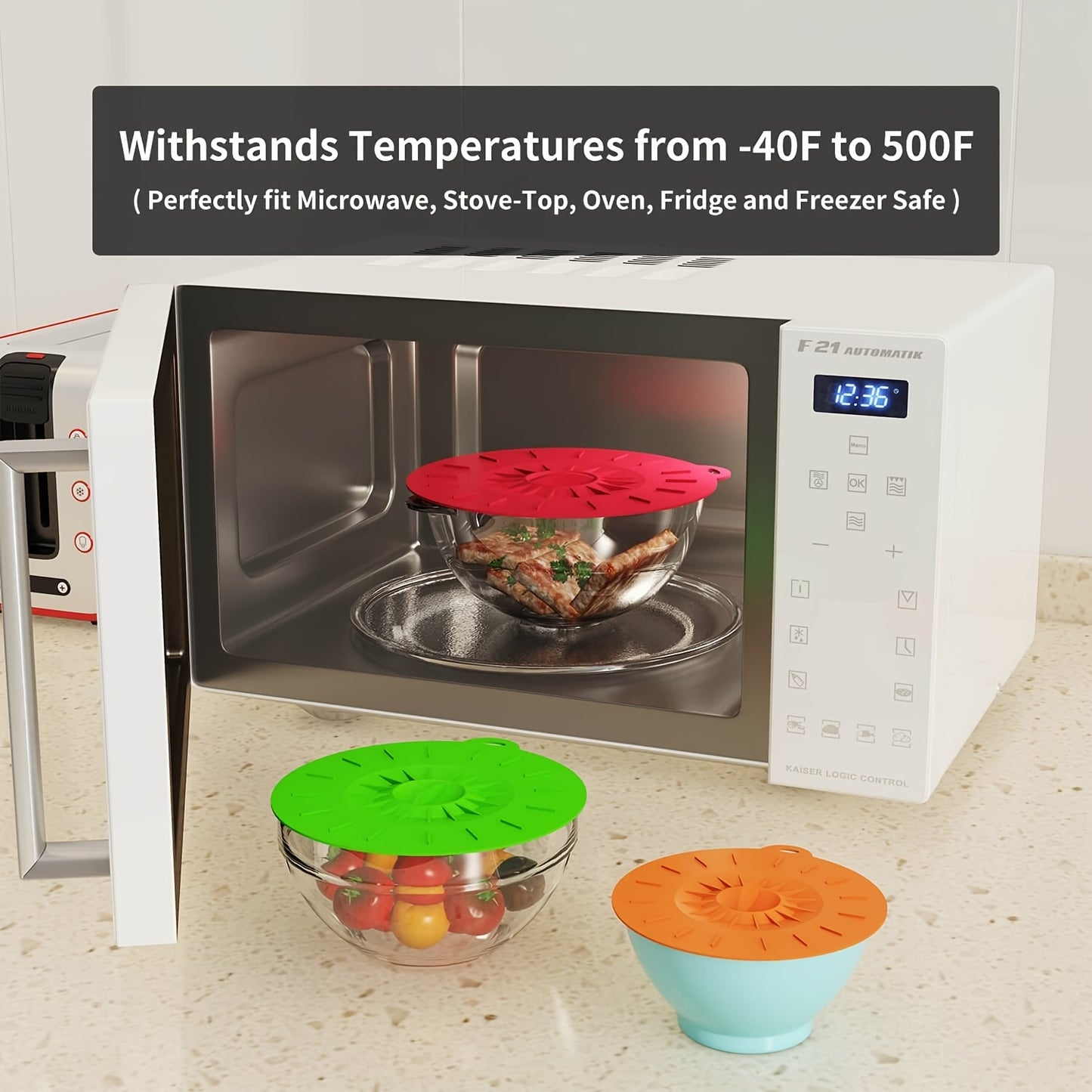 7pcs Silicone Lids, 7pcs Microwave Splatter Cover, 5 Sizes Reusable Heat Resistant Food Suction Lids Fits Cups, Bowls, Plates, Pots, Pans, Skillets, Stove Top, Oven, Fridge BPA Free, Mothers Day Gifts