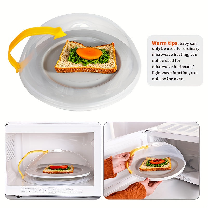 1pc Microwave Food Cover, Splash Proof Food Cover Lid with Steam Vents And Handle Microwave Oven Heating Cover, Steam Vent Microwave Oven Tray Cover Bowl Cover, Easy to Grip, Suitable for Microwave Ovens And Kitchen Supplies