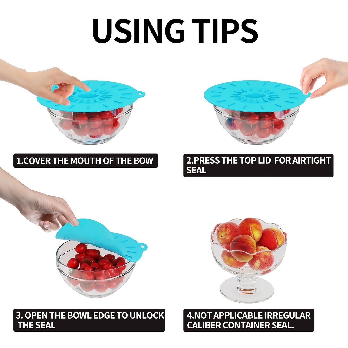 7pcs Silicone Lids, 7pcs Microwave Splatter Cover, 5 Sizes Reusable Heat Resistant Food Suction Lids Fits Cups, Bowls, Plates, Pots, Pans, Skillets, Stove Top, Oven, Fridge BPA Free, Mothers Day Gifts