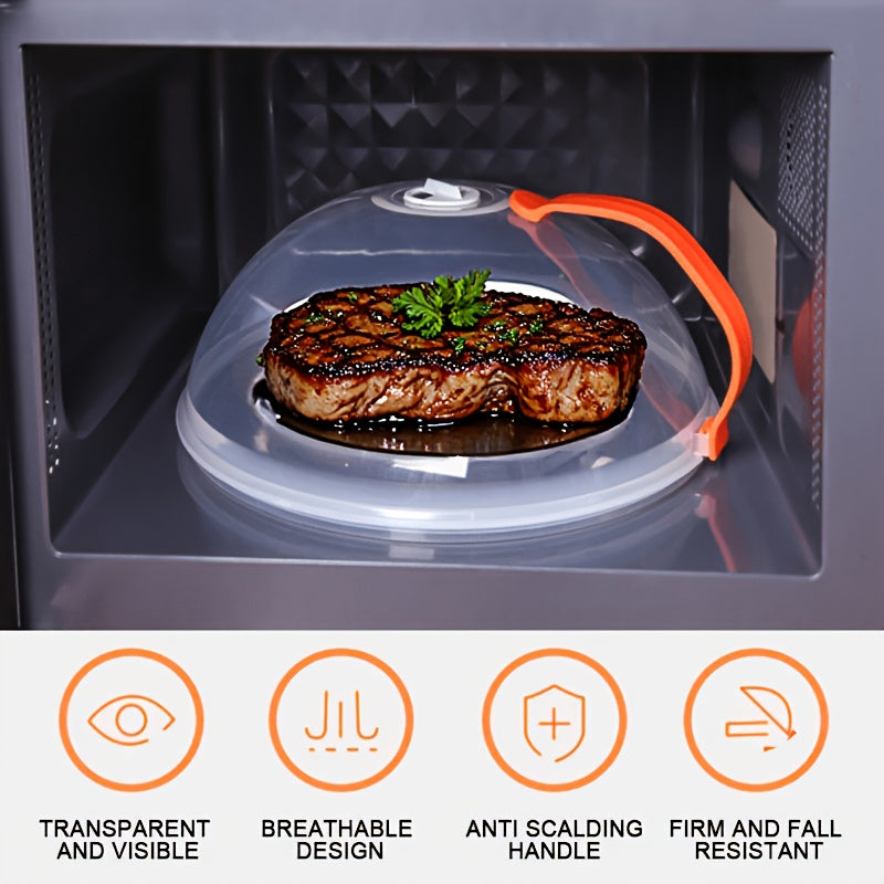 1pc Microwave Food Cover, Splash Proof Food Cover Lid with Steam Vents And Handle Microwave Oven Heating Cover, Steam Vent Microwave Oven Tray Cover Bowl Cover, Easy to Grip, Suitable for Microwave Ovens And Kitchen Supplies