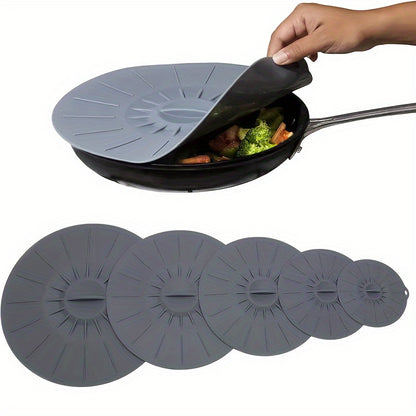 Heat Resistant Silicone Lids 5pcs Heat Resistant Microwave Cover - Reusable Silicone Suction Lids - Fits Various Sizes Bowls, Cups, Plates, Pots, Pans, Microwave Splatter Covers StoveTop, Oven, Fridge And Freezer Safe, Kitchen Stuff