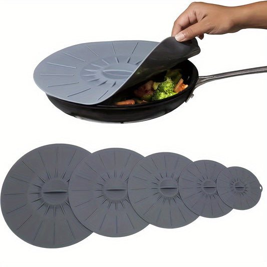 Heat Resistant Silicone Lids 5pcs Heat Resistant Microwave Cover - Reusable Silicone Suction Lids - Fits Various Sizes Bowls, Cups, Plates, Pots, Pans, Microwave Splatter Covers StoveTop, Oven, Fridge And Freezer Safe, Kitchen Stuff