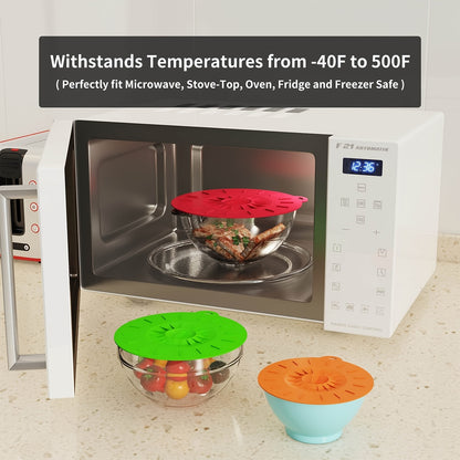 7pcs Silicone Lids, 7pcs Microwave Splatter Cover, 5 Sizes Reusable Heat Resistant Food Suction Lids Fits Cups, Bowls, Plates, Pots, Pans, Skillets, Stove Top, Oven, Fridge BPA Free, Mothers Day Gifts