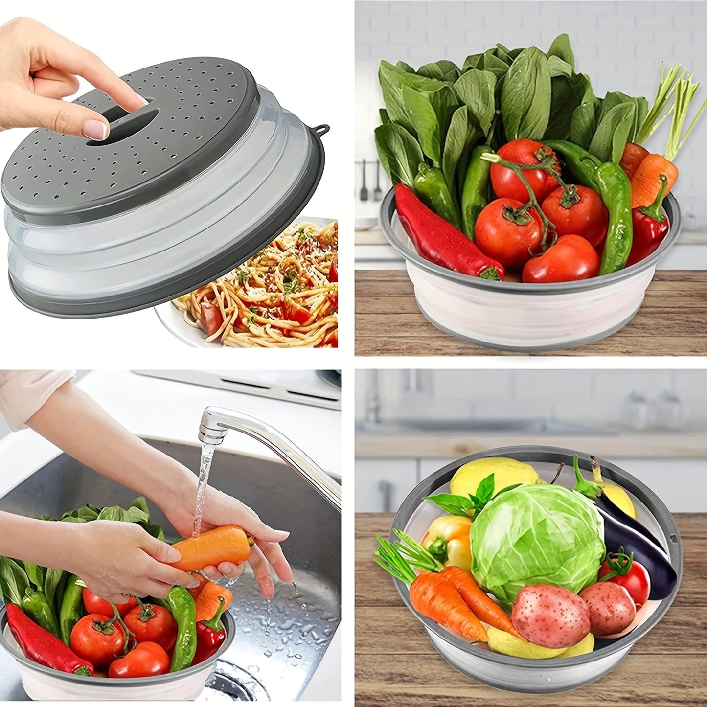 Collapsible Microwave Silicone Cover for Food, 10.5\