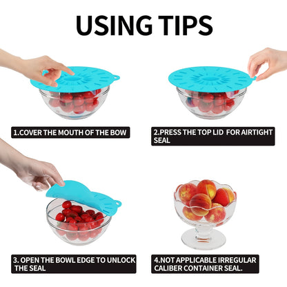 7pcs Silicone Lids, 7pcs Microwave Splatter Cover, 5 Sizes Reusable Heat Resistant Food Suction Lids Fits Cups, Bowls, Plates, Pots, Pans, Skillets, Stove Top, Oven, Fridge BPA Free, Mothers Day Gifts