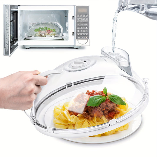 Microwave Cover For Food, Clear Microwave Splatter Cover With Water Steamer And Handle, 10\u002F12 Inch Plate Covers, Kitchen Gadgets And Accessories, House Essentials For Gifts
