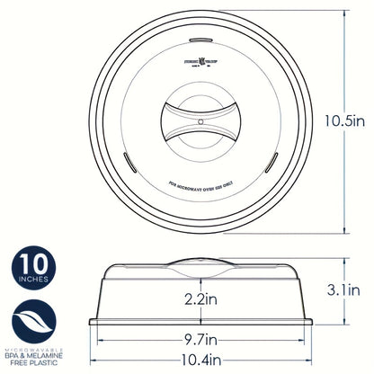 Plate Cover: Transparent Microwave Oven Cover, Suitable For Dishwasher, 10.5 Inches In Diameter, Polypropylene.