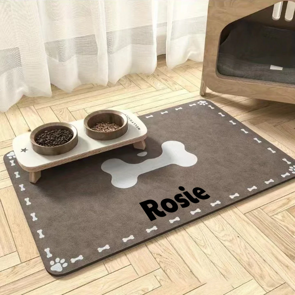 Personalized Super Absorbent Dog Food Mat with Name - Customizable Pet Placemat, Rubber & Diatom Mud Material, Ideal for Dogs, Dog Food Mat | Custom Placemat | Rubber Mud Ma